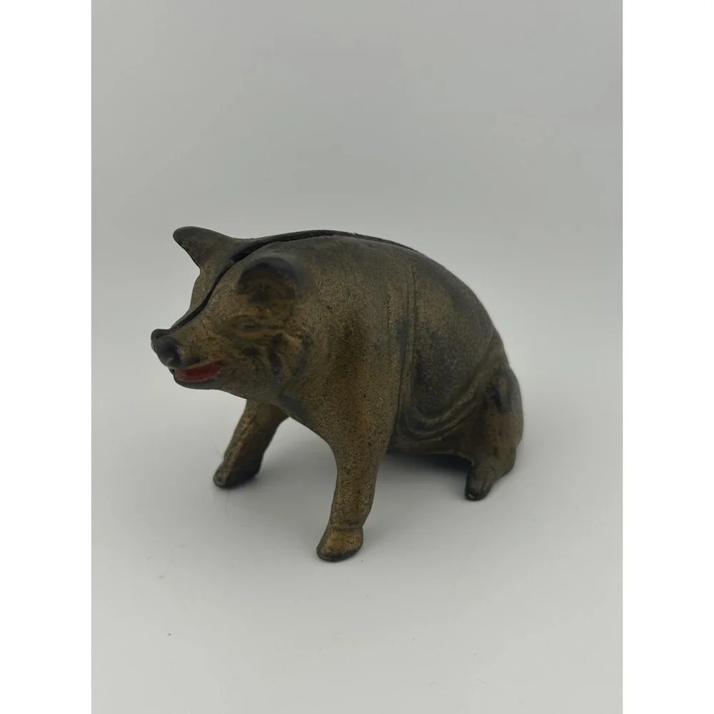 Vintage Cast Iron‎ Pig Piggy Bank